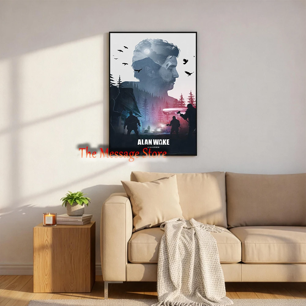 Alan Wake 2 Survival Horror Video Game Poster Horror Gaming Room Decor Canvas Painting Alan Wake Gamer Gifts Wall Pictures Decor