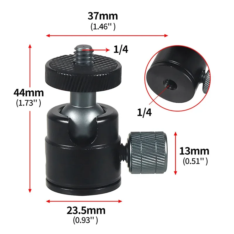 كرة صغيرة رئيس 1/4 "برغي جبل 360 قطب لكانون نيكون سوني كاميرا الفيديو DV LED دعامة إضاءة DSLR كاميرا ترايبود Ballhead حامل