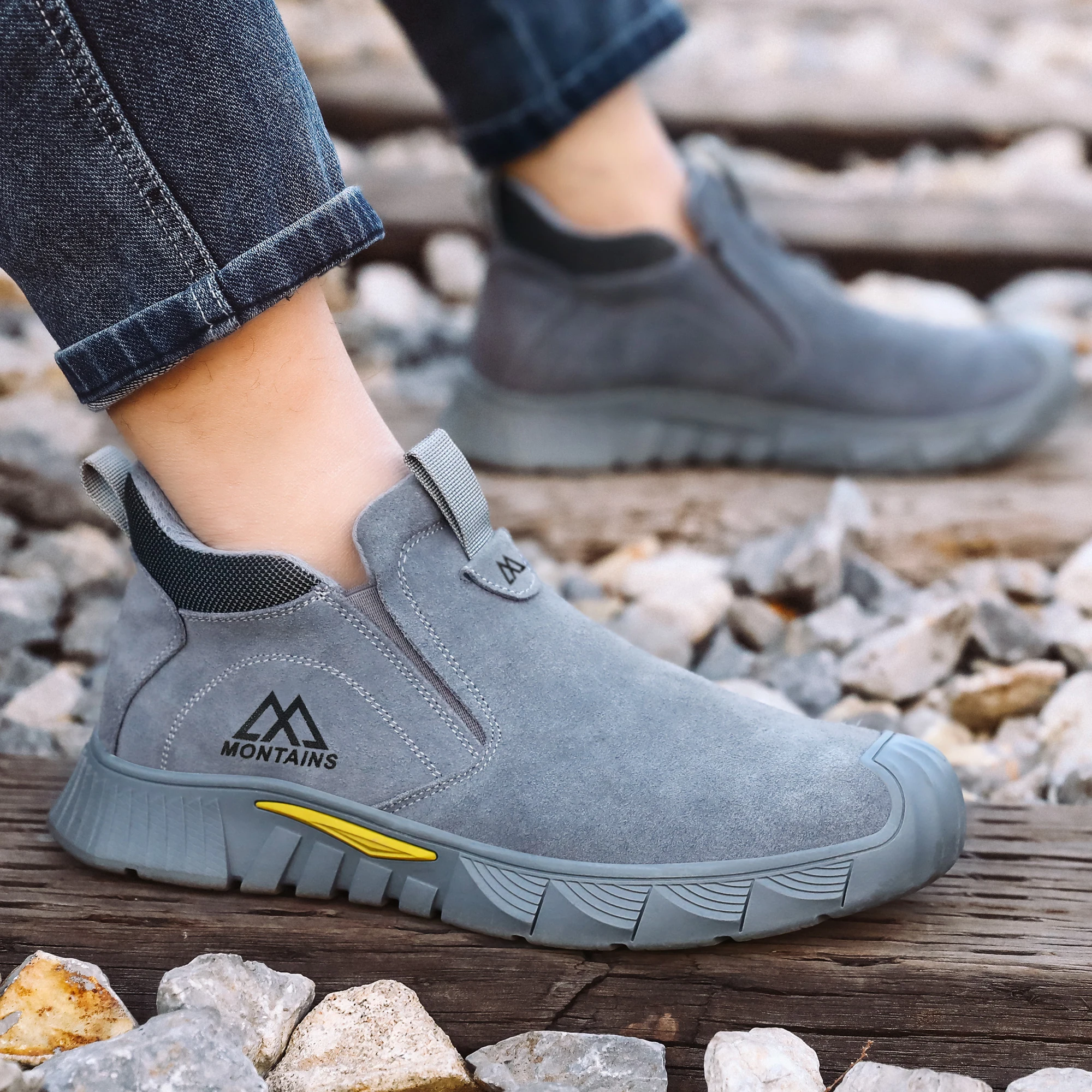 Stoßfeste und durchstichsichere Sicherheitsschuhe für Herren, Stahlkappen-Sicherheitsstiefel, Arbeitsschuhe mit Gummisohle, Herren-Sportschuhe ﻿ – Detail 15