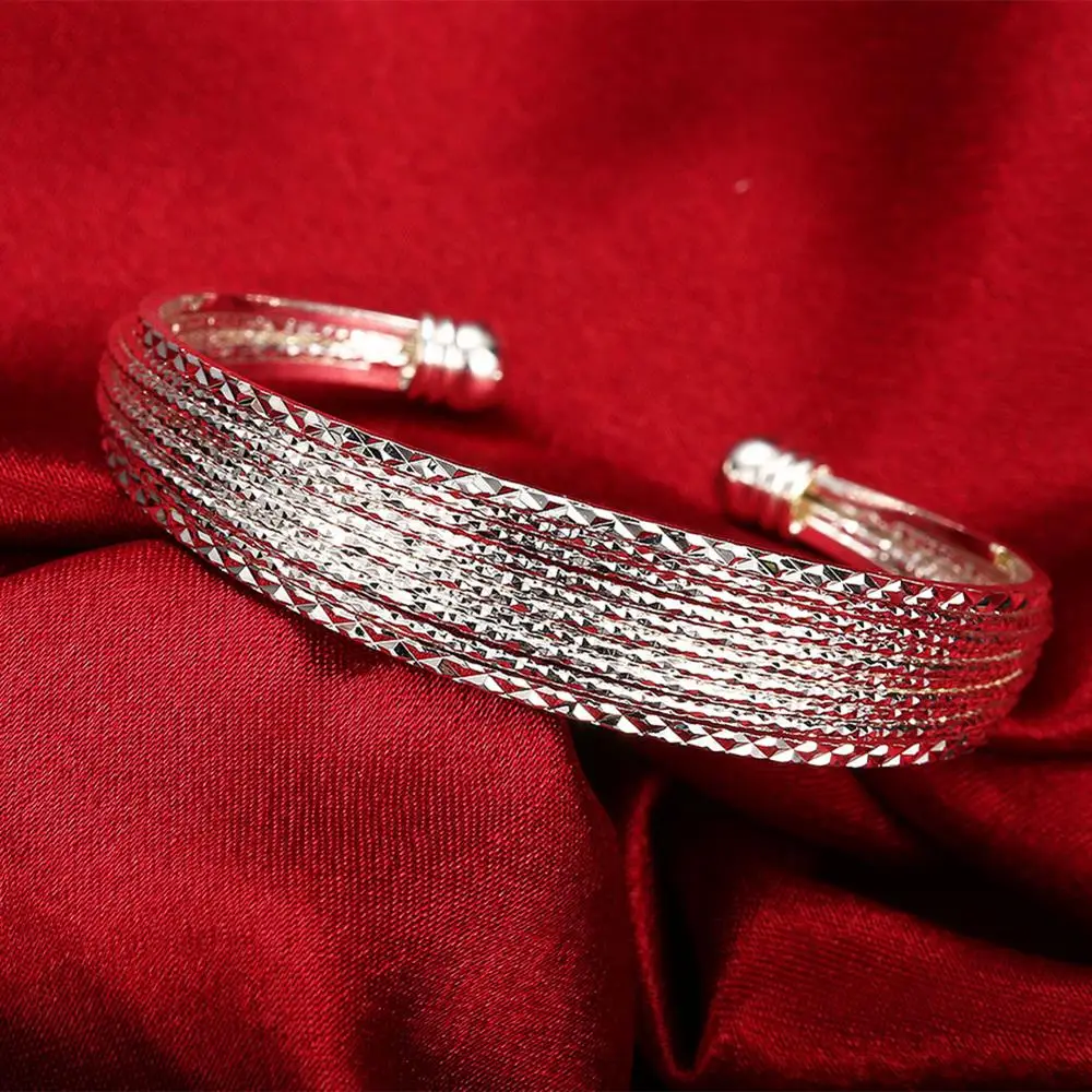 wholesale silver Color Luxury lucky Chain bracelets Bangles cuff for women fashion classic party wedding jewelry Adjustable