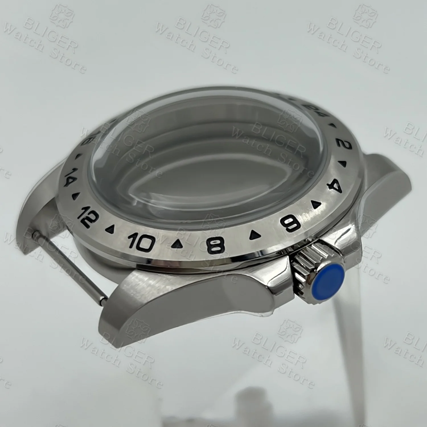 40mm Explorer 2 시계 케이스 스테인레스 스틸 24시간 고정 베젤 돔 유리 NH34 NH35 NH36 ETA2824 PT5000 무브먼트에 적합