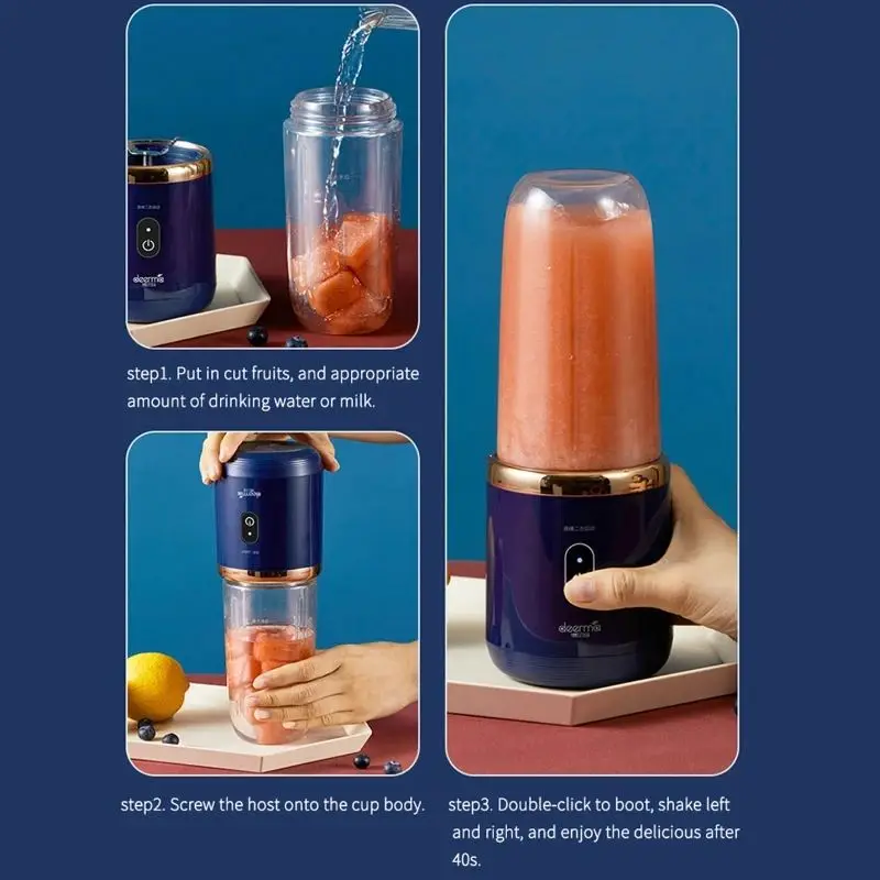 Portable Juicer Cup 6 Blade Blender Bottle Household Fruit Juicer Cup Smoothie Blender USB Rechargeable Juicer Kitchen Tool image 4