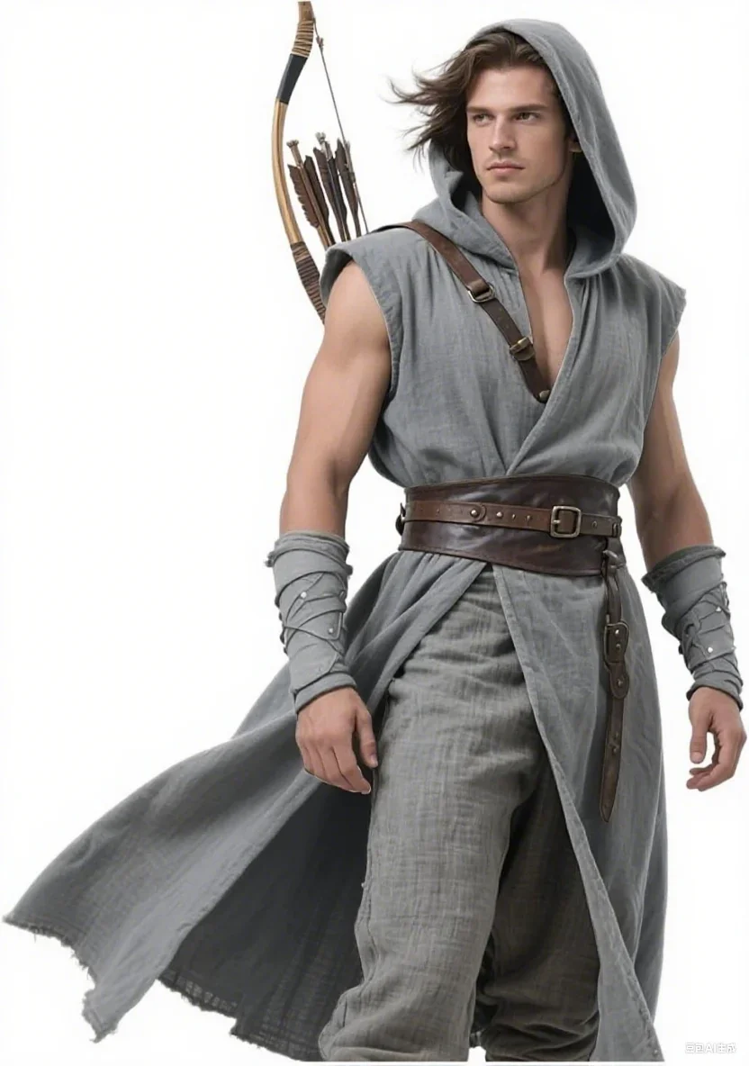 Mittelalterlicher Wappenrock mit Kapuze für Herren, Renaissance-Wappenrock, ärmellos, Tunika, Umhang, Wikinger-Kostüm, Holloween, Assassin, Cosplay