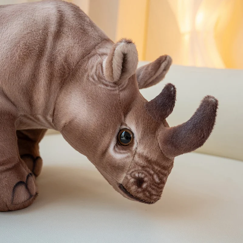 30cm/45cm Real Life Rhinoceros Plush Toy Stuffed Lifelike African Rhinos Wild Animals Doll Toys For Kids Children Xmas Gift