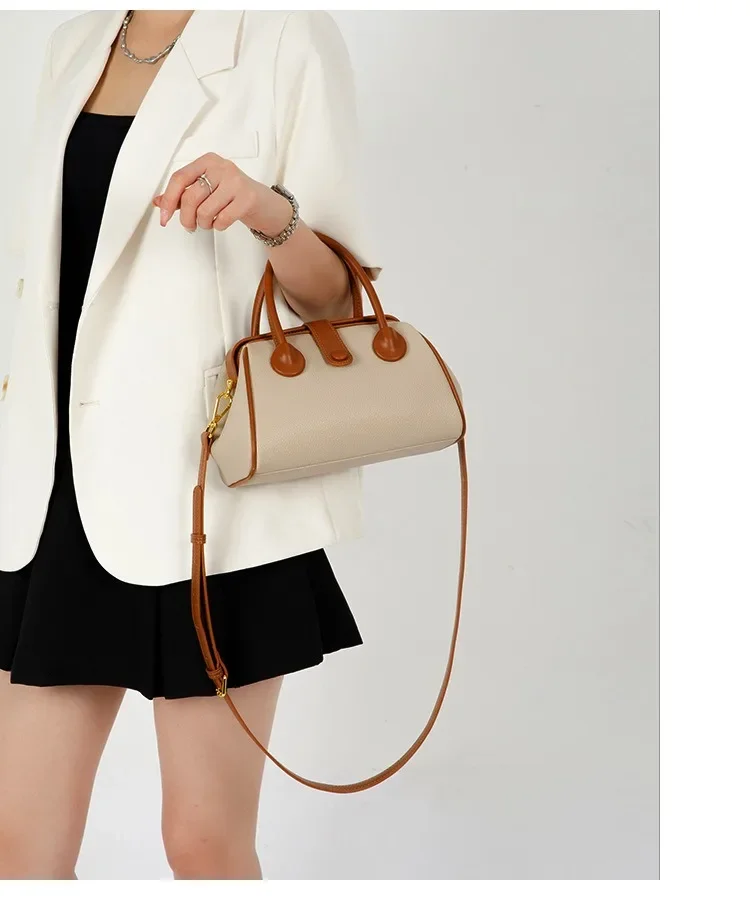 Leather women\'s bag fashion bag high-end retro style niche shoulder bag fashion diagonal bag large bag capacity handbag bag