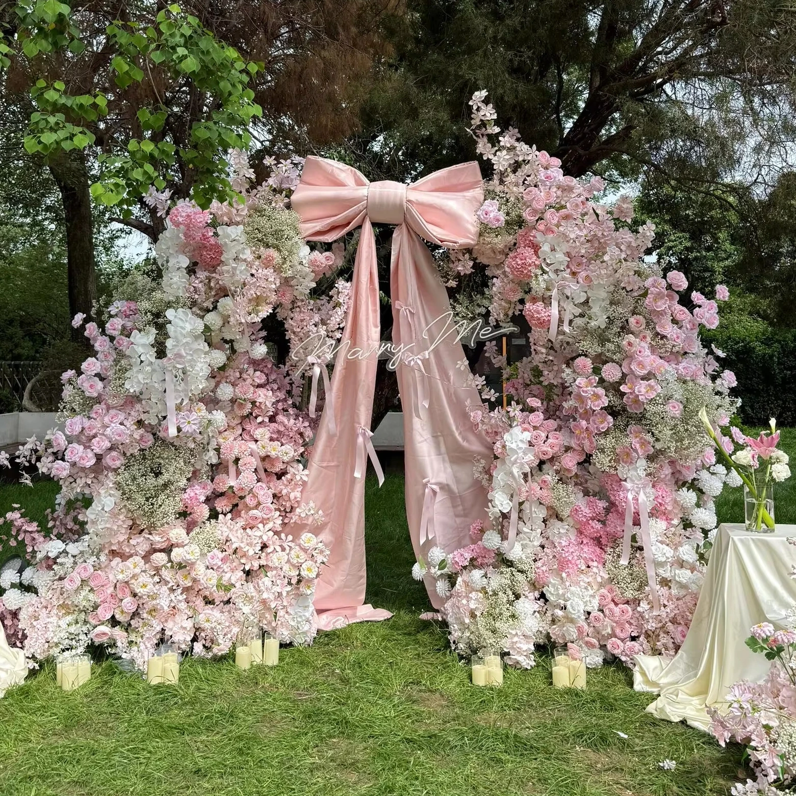 كبير لامعة قماش التفتا القوس الفن تركيب المتضخم الشريط الديكور لعرض حفل الزفاف التجارية #3