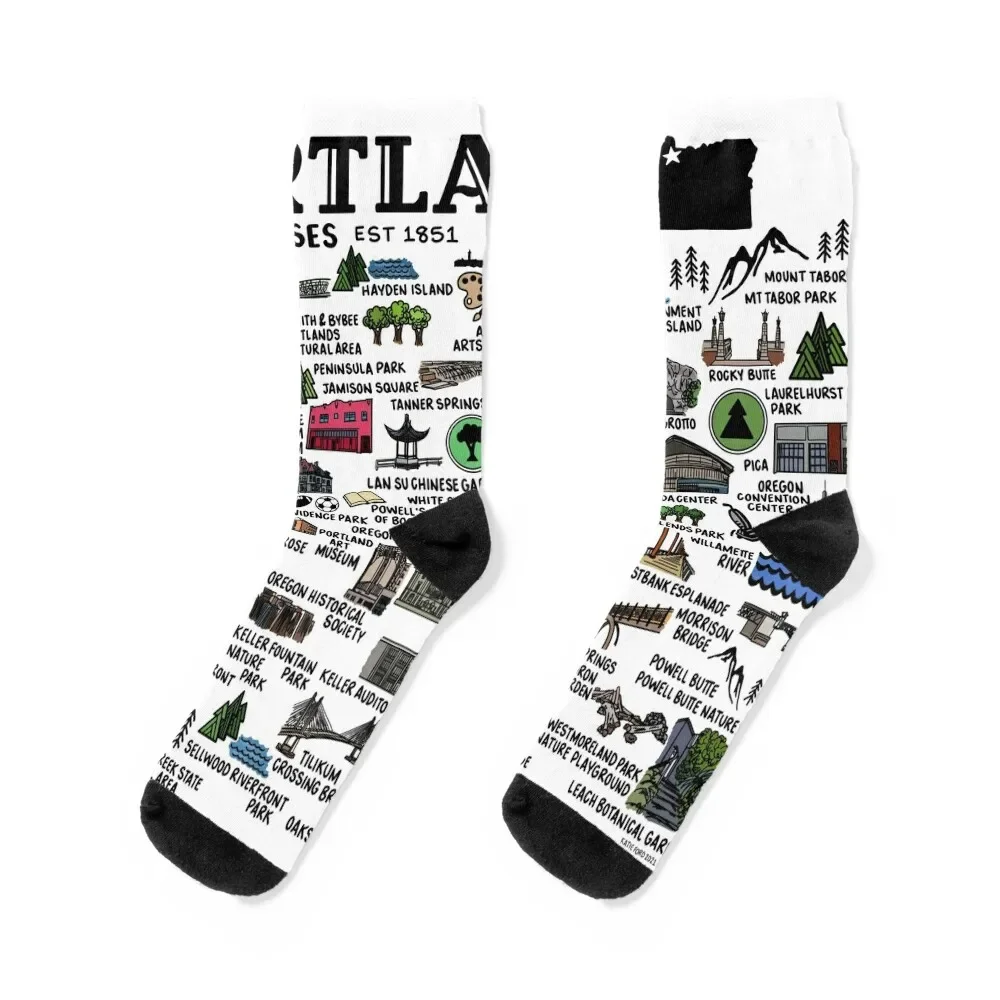 

Portland Oregon Map Socks aesthetic sports and leisure gift Socks Male Women's