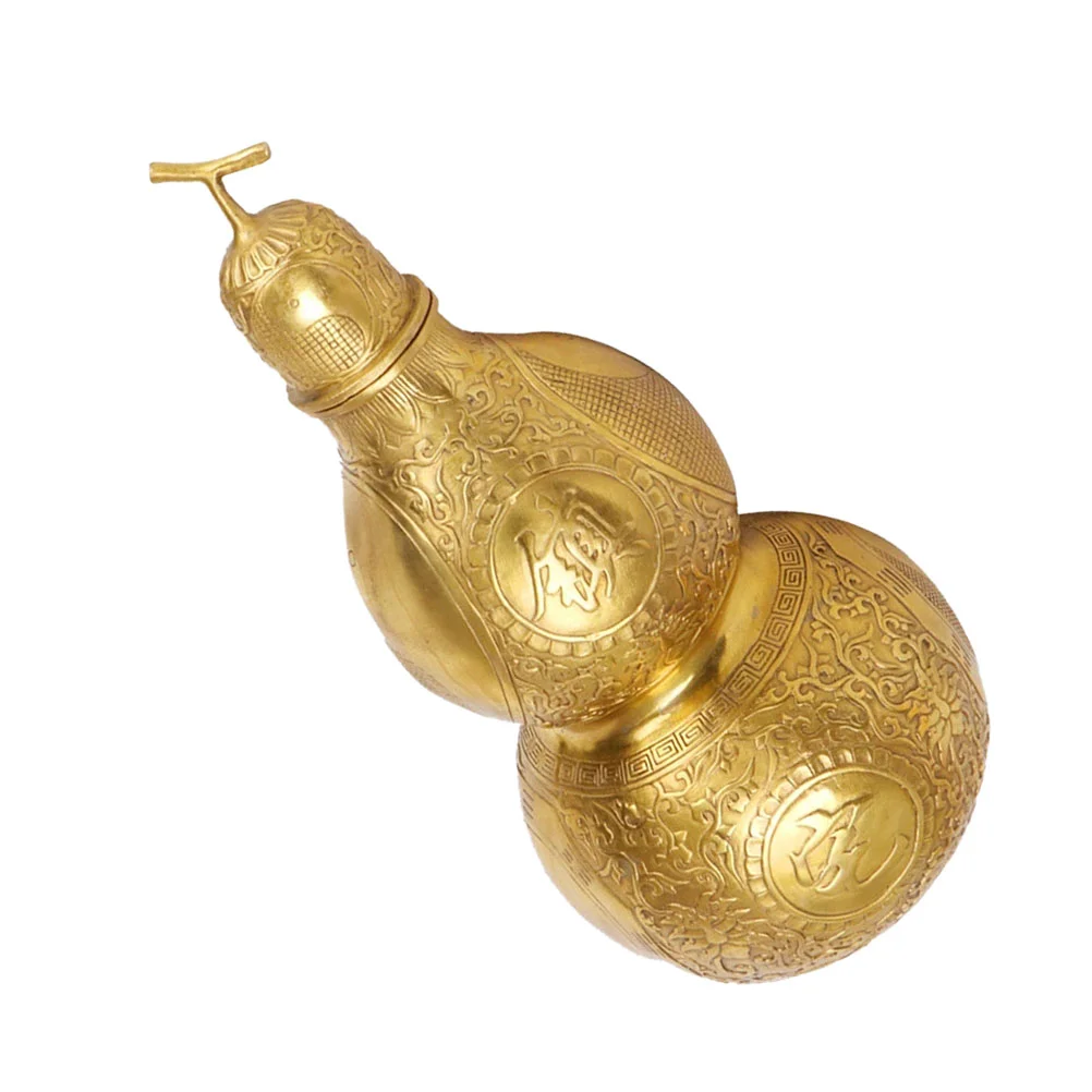 Copper Gourd Statue Small Items Storage Holder Golden Calabash Adornment Charm Decor Cucurbit Car Decoration