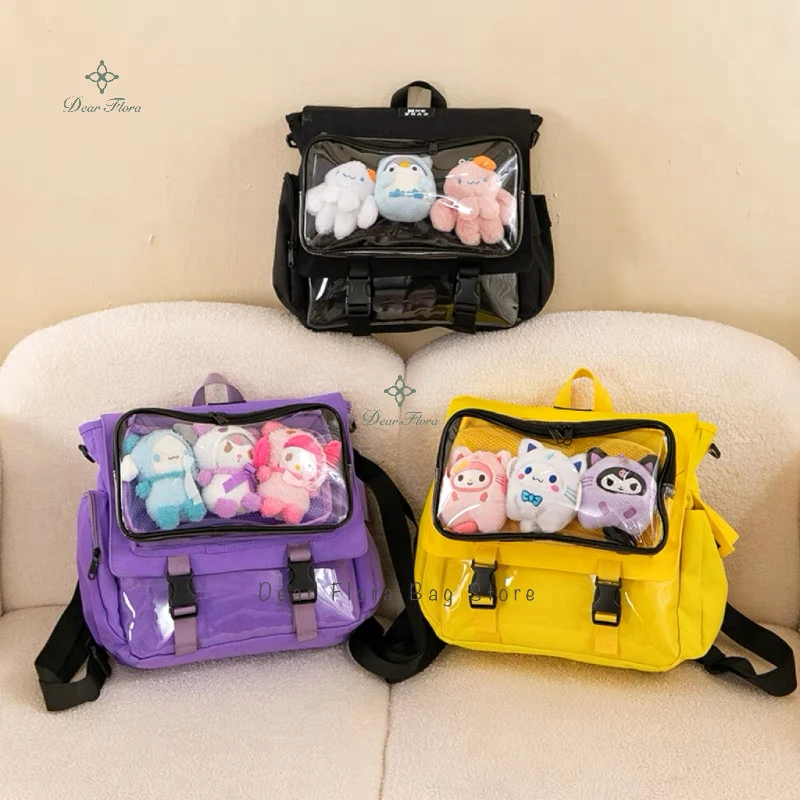 Women's Fashion Ita Backpacks Cute Girl Transparent Large Capacity Crossbody Bag Kawaii Students Individuality DIY Shoulder Bags