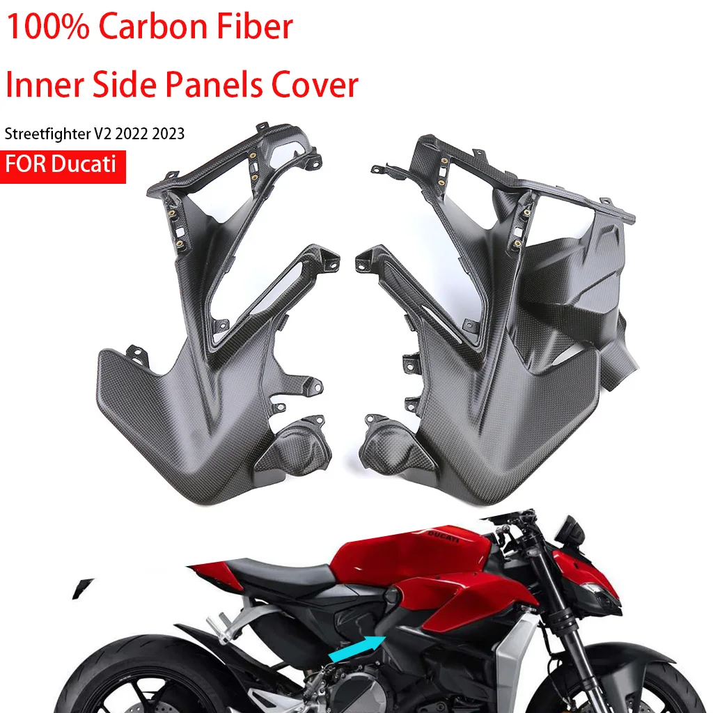 

Motorcycle Accessories For Ducati Streetfighter V2 2021-2024 100% Carbon Fiber Inner Side Panels Cover Fairing Protection