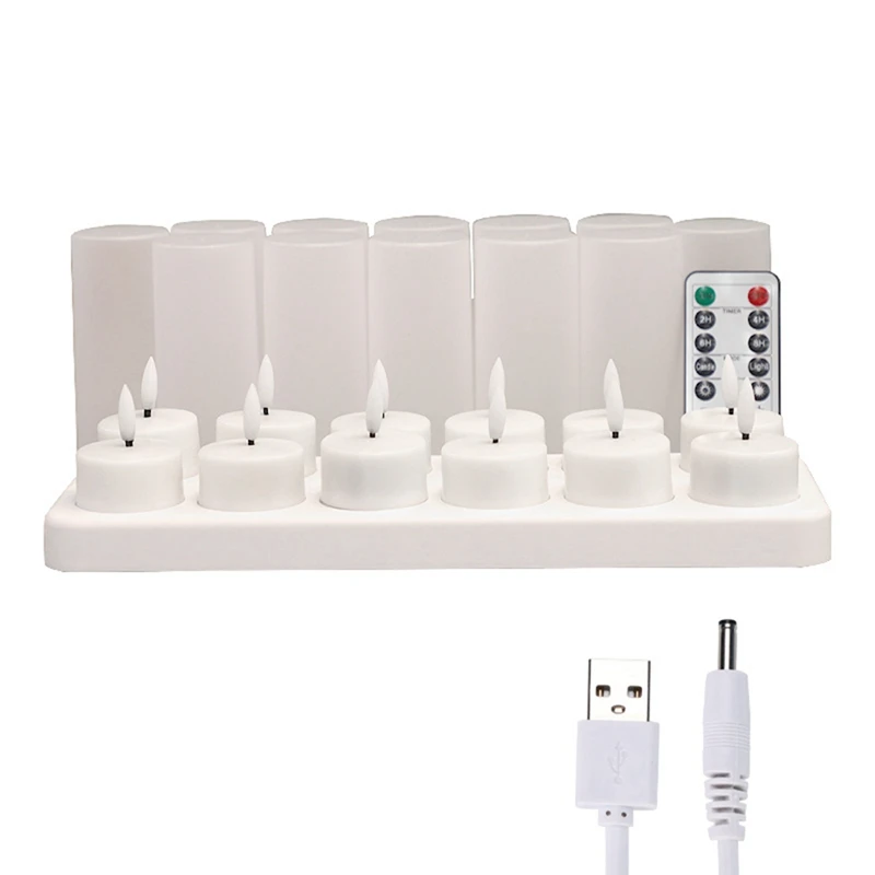 

Flameless Candles With Remote Control Timer & Charging Base, 12Pcs USB Rechargeable Battery LED Tea Lights Candles Easy To Use