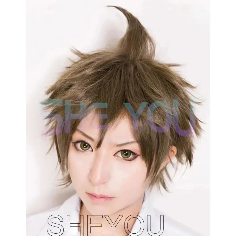 Super dangan ronpa 2 danganronpa hajime hinata peruca resistente ao calor peruca cosplay de cabelo sintético