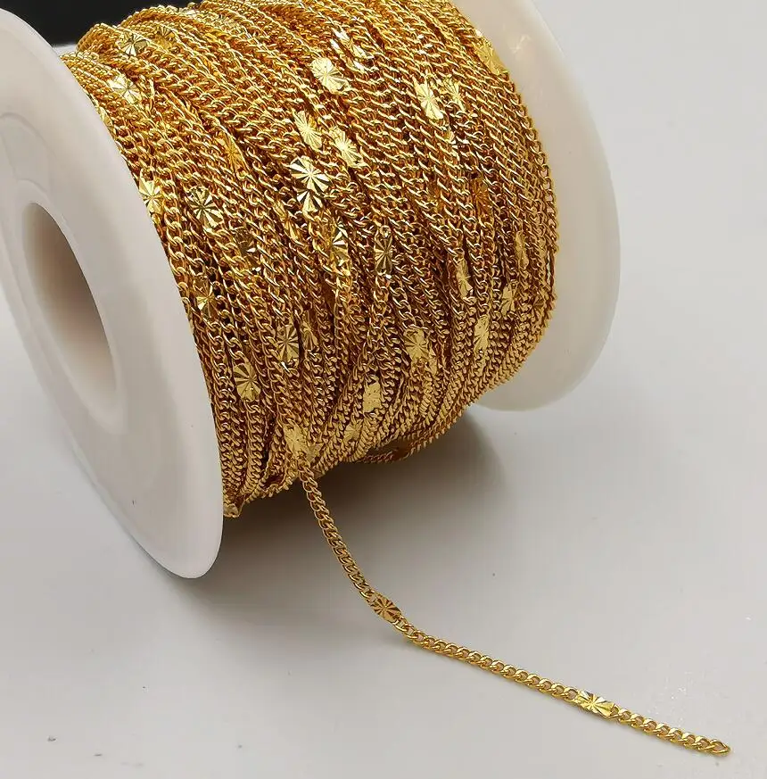 

10meter Thin 1.5mm Strong Welding Cowboy Chain Jewelry Findings Marking Stainless Steel Golden Chains Fitting DIY Accessories