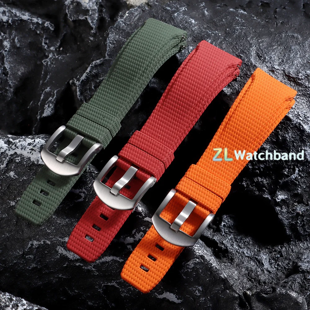 New Curved End Rubber Watch Straps 20mm 21mm 22mm Watch Belt Quick-release FKM Watch Bands Bracelet for Omega for Swatch Men's image 3