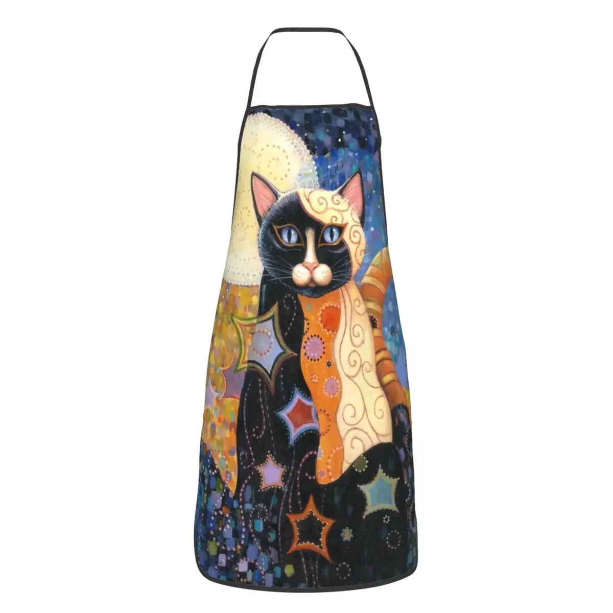 Delantal con pechera de pintura al óleo de gato Gustav Klimt para hombres y mujeres adultos, Tablier de Chef, cocina, Animal abstracto para hornear