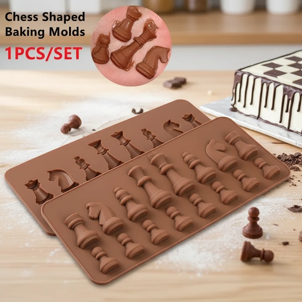 Chess Shaped Silicone Cake Baking Mold for DIY Chocolate Ice Cube Molding Non-Stick Flexible 28-Cavity