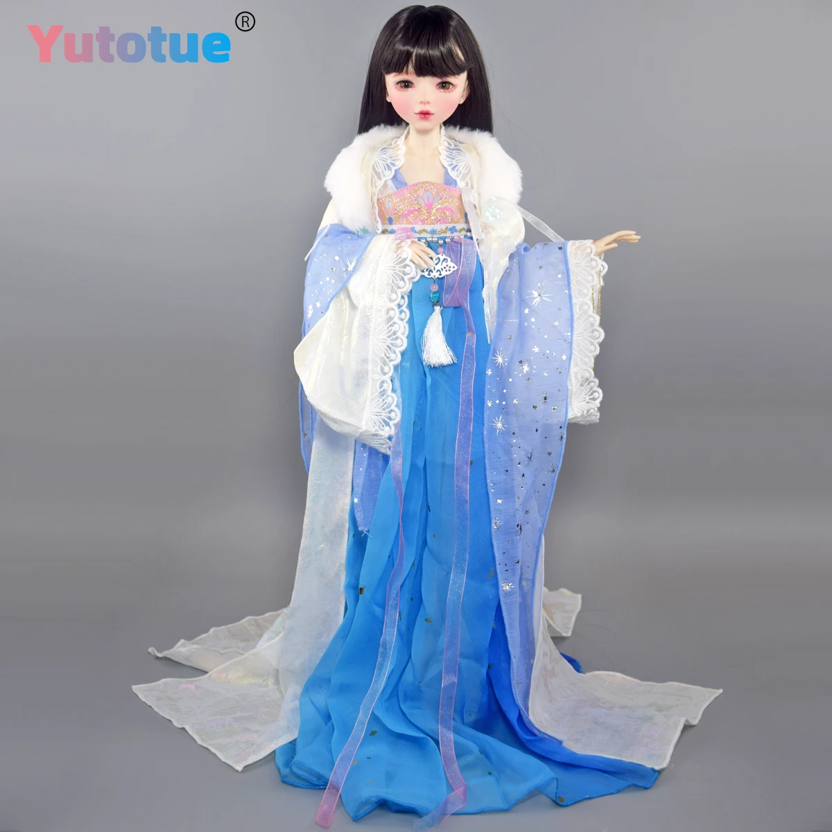 YUTOTUE 56cm 높이 고대 스타일 여성 인형 PVC BJD 바디와 탈부착 가능한 검은색 가발 의상 풀 세트 실물 같은
