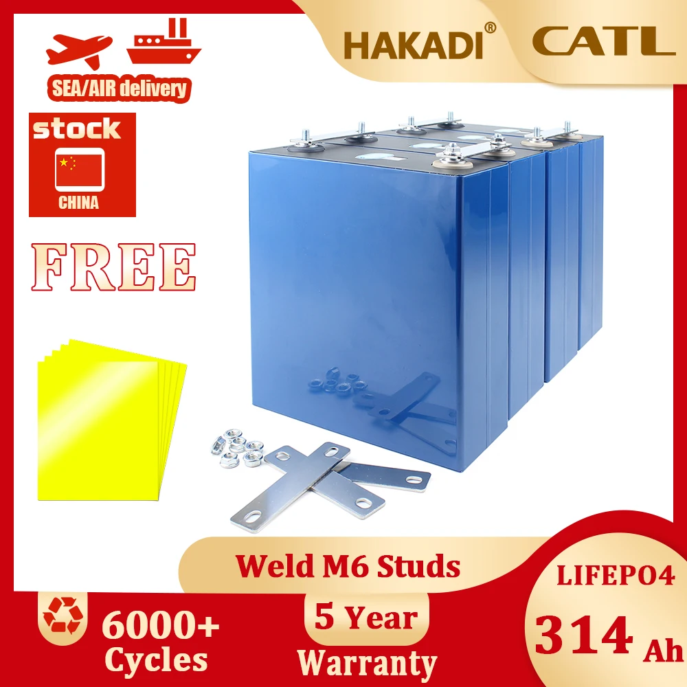 

CATL 3.2V 314Ah Lifepo4 Original Brand New Rechargeable Batteries 4-16PCS High Capacity For DIY Energy Storage System Boat RV