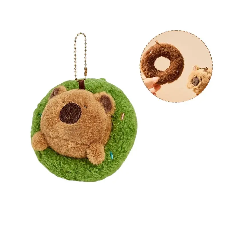 Criativo dos desenhos animados capivara pingente série de alimentos genuíno golfinho boneca de pelúcia chaveiro pingente livro packag accessorie presentes de natal