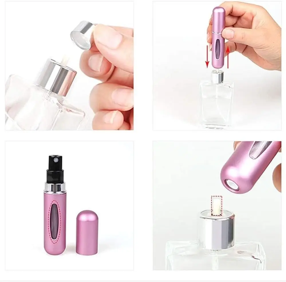 Portable Travel 5ml Bottom Charge Perfume Refillable Bottle Liquid Container For Cosmetics Spray Bottling Dispenser Press Head