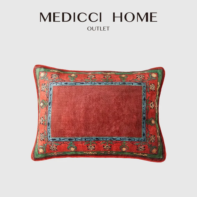 

Medicci Home The Voysey Border Decorative Cushion Cover Retro Floral Surrounded Lumbar Pillow Case Early 21st Century Home Decor