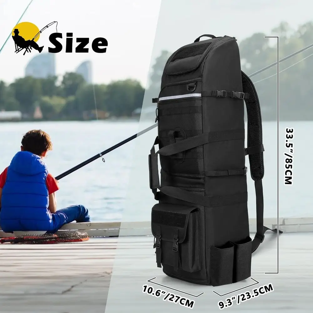 Fishing Backpack with 8-Rod Capacity, Tackle Bag, Gear Storage, and Tactical Molle System image 13