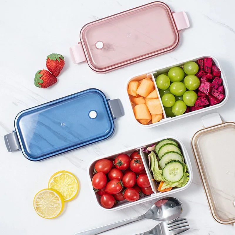 

Portable 2grids Food Storage Box Kitchen Organizer Container Seal Stable Cans for Fridge Fresh Vegetable Fruit Fresh-keeping Box