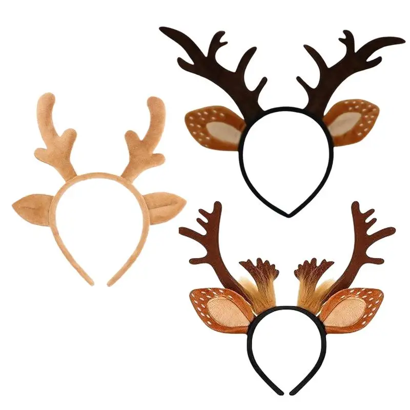 Reindeer Headband Adult Cute Realistic Deer Antlers Headband Animal Ears Headband For Cosplay Deer Costume reindeer headband