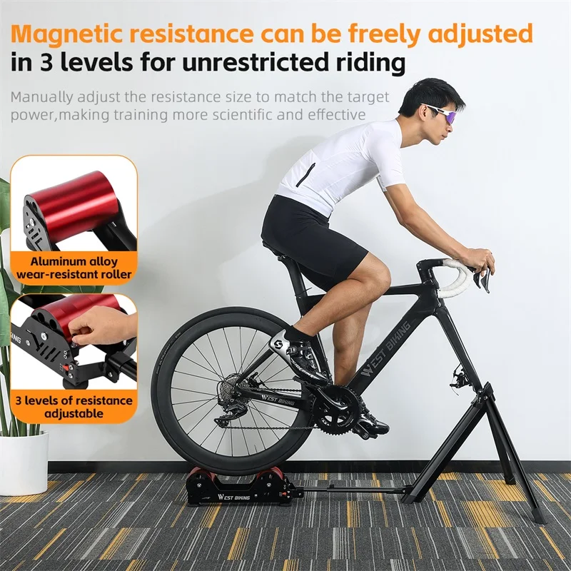 WEST BIKING Bicycle Trainer Indoor Exercise Magnetic Resistance Roller Training Stand Home Road MTB Bike Roller Cycling Trainers