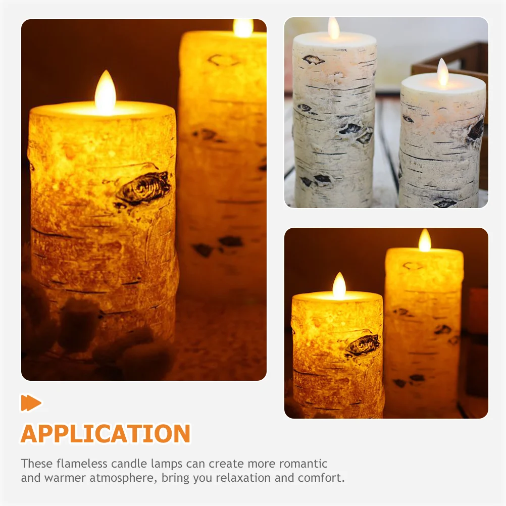 Birch Bark Light LED Lamp Romantic Operated Candles Lamps Electronic Component Lights Pillar for Party