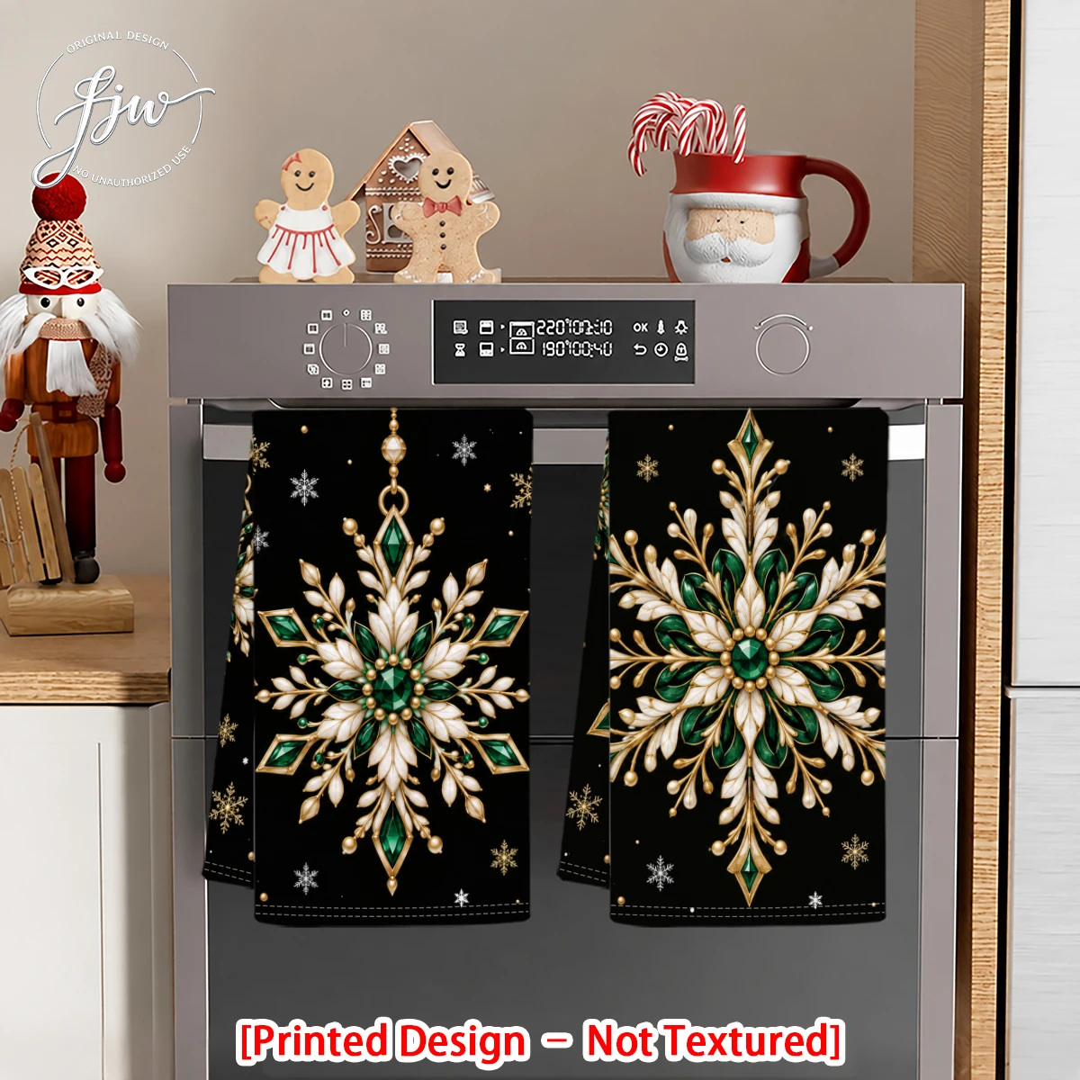 2pc Christmas Kitchen Towels Set, Festive Winter Holiday Dish Towels for Xmas Home Decor, Assorted Printed Tea Towels