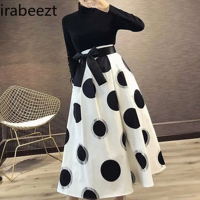 

Elegant and Intellectual Lady Half Pack Women 2024 Spring and Autumn New Women's Summer Show Thin Casual Poldot Long Skirt