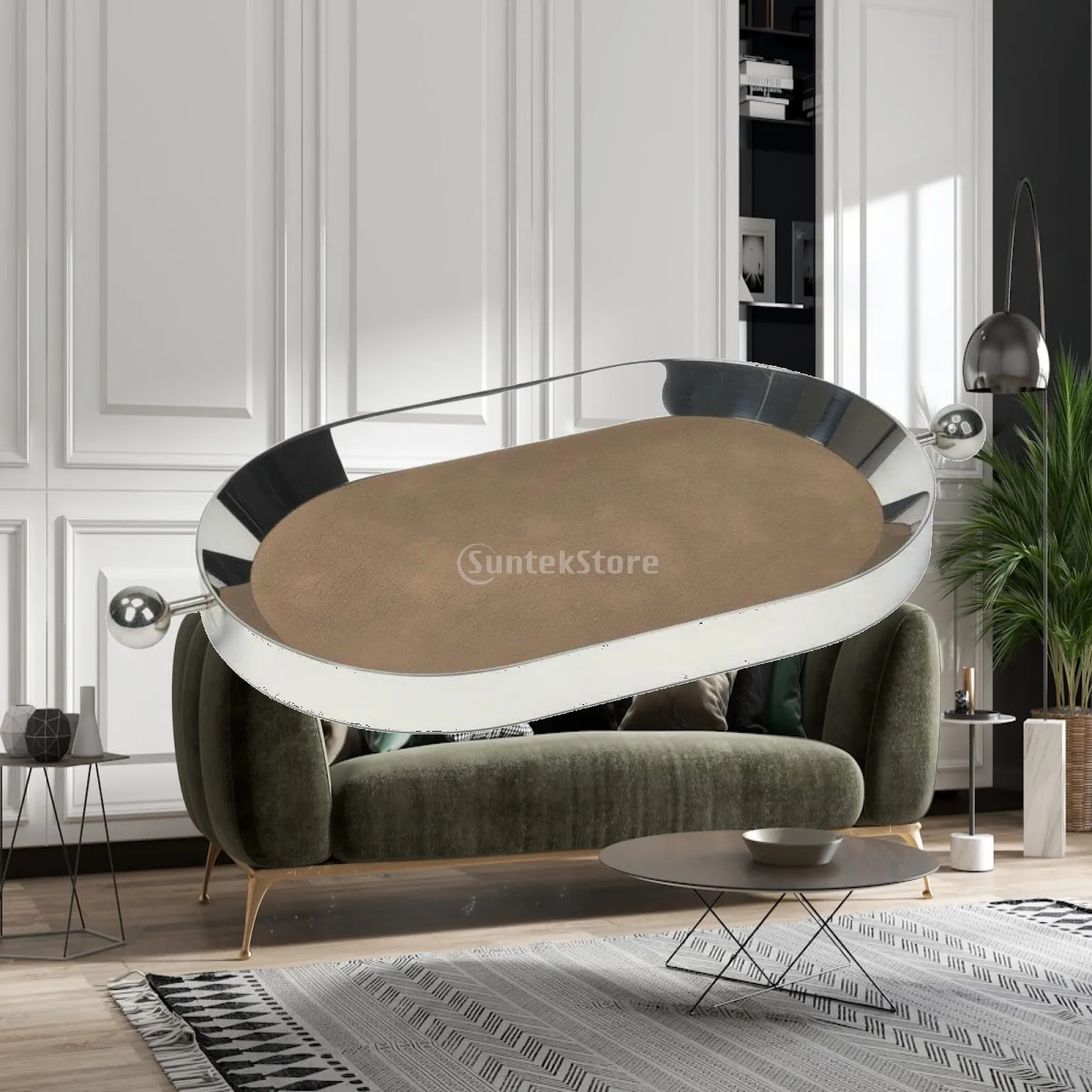 Decorative Serving Tray Stainless Steel Mirror Tray Distortion-Clear Reflection