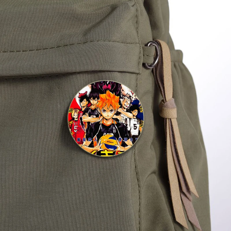 32/44/58mm Haikyuu!! Anime Brooches Cartoon Idol Volleyball Boy  Badge Round Lapel Pins for Clothes Hat Accessories Fans Collect