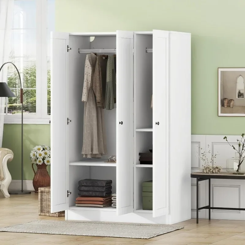 Armoire autoportante avec wers de proximité et armoires supérieures, armoire autoportante avec rail et étagères, rangement pour vêtements, moderne, 3 portes