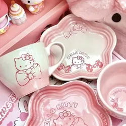 Sanrio Ceramic Hello kitty Joint Coffee Cup Saucer Cute Cartoon Kitty Girl Kawaii Home Afternoon Tea Utensils Kit Birthday gift