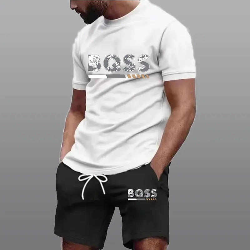 Summer Sportswear Men's Suit Fashion Two-Piece Sports Fitness Running Casual Quick Drying Short Sleeved Shorts Set Men clothing view 4