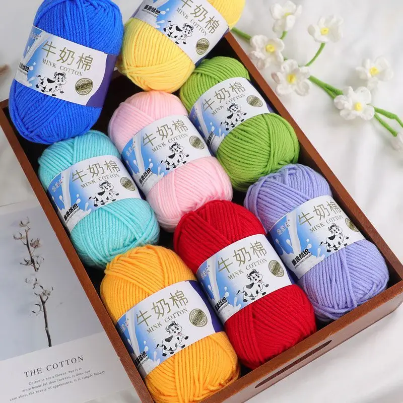 

10PC 500g Milk Cotton Yarn 5pl Pure Color Wool Yarn DIY Crochet Weave Thread Roll Handmade Knitting Scarf Bags Blanket Crafts