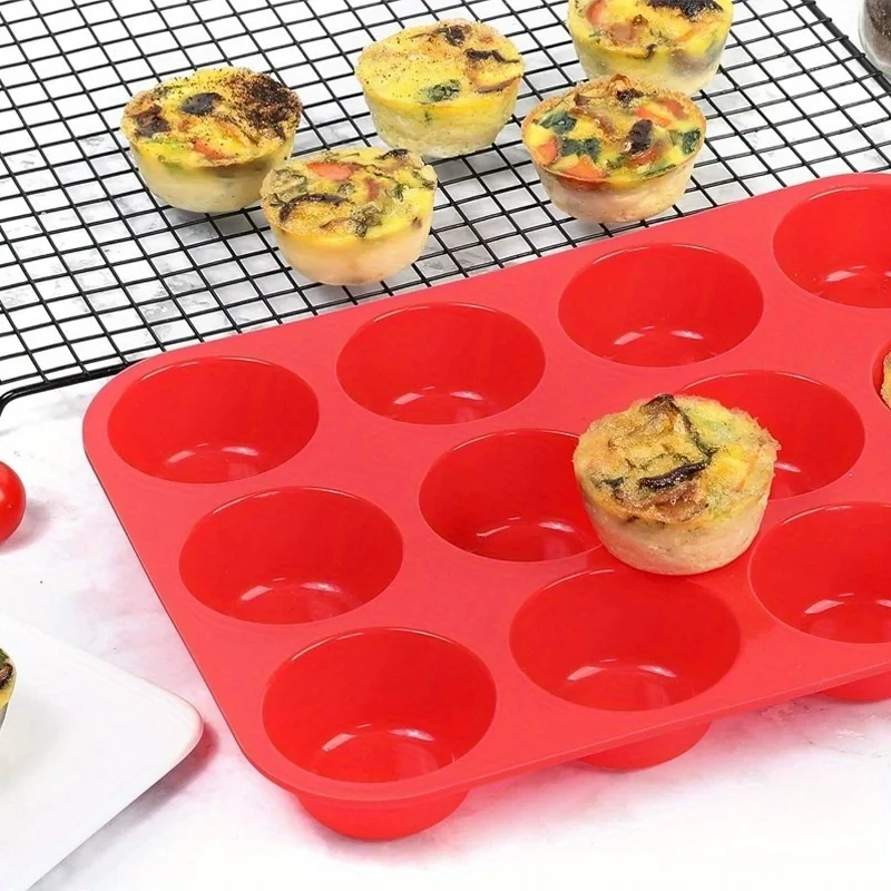 1pc Premium Non-Stick Silicone Muffin Pan,12-Cavity Oven-Safe Baking Tray, Easy Release & Clean, for Perfectly Baked Goods