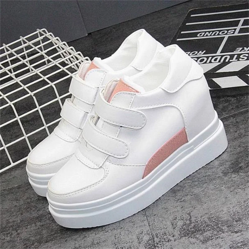 Woman Fashion White Hidden Wedge Shoes Platform Sneakers for Women Casual Shoes Vulcanized shoes 34-40