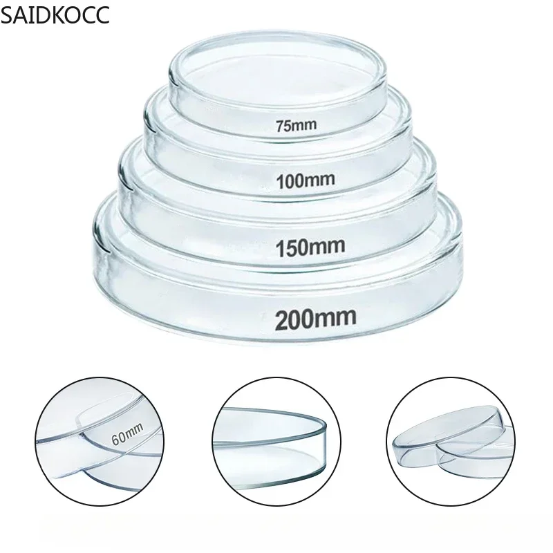 SAIDKOCC borosilicate glass culture dish 60/75/90/100/120/150/200mm cell bacterial culture biological petri dish laboratory