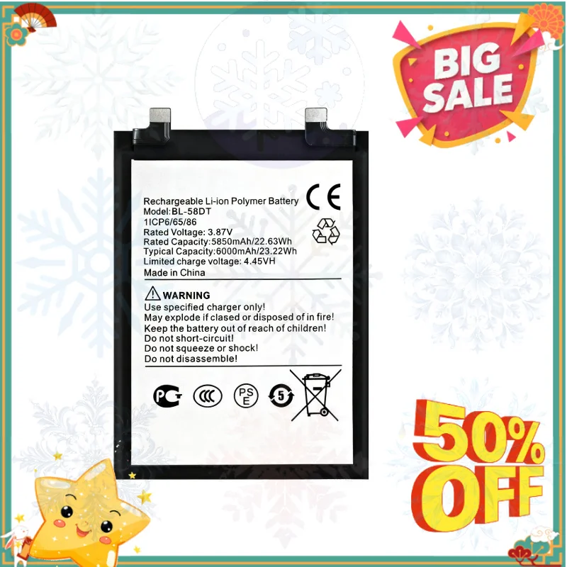 SWZY New BL-58DT 3.87V 6000mAh High Quality Battery for TECNO Pova 4 Pro/LG8n Mobile Phone Battery