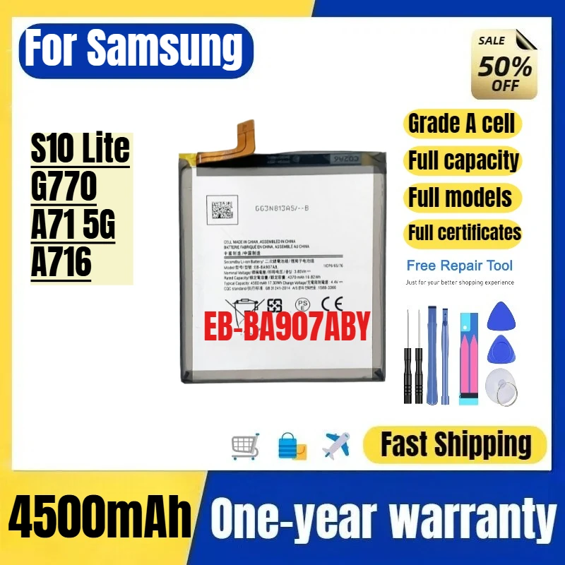 EB-BA907ABY for Samsung S10 Lite/G770/A71 5G/A716 Phone Battery High Quality High Capacity Replacement Bateria  with Tools