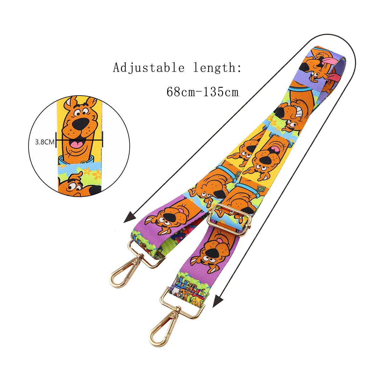 Cute Cartoon Dog Pattern Shoulder Bag Strap Adjustable Wide Belts Replacement Fit For Handbag Crossbody Gold Buckle Accessories