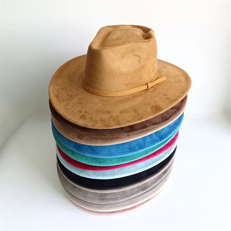 Khaki Vegan Suede Hat Fedora Hat Men's and Women's Autumn and Winter Felt fedora Hat hat burning шляпа женская