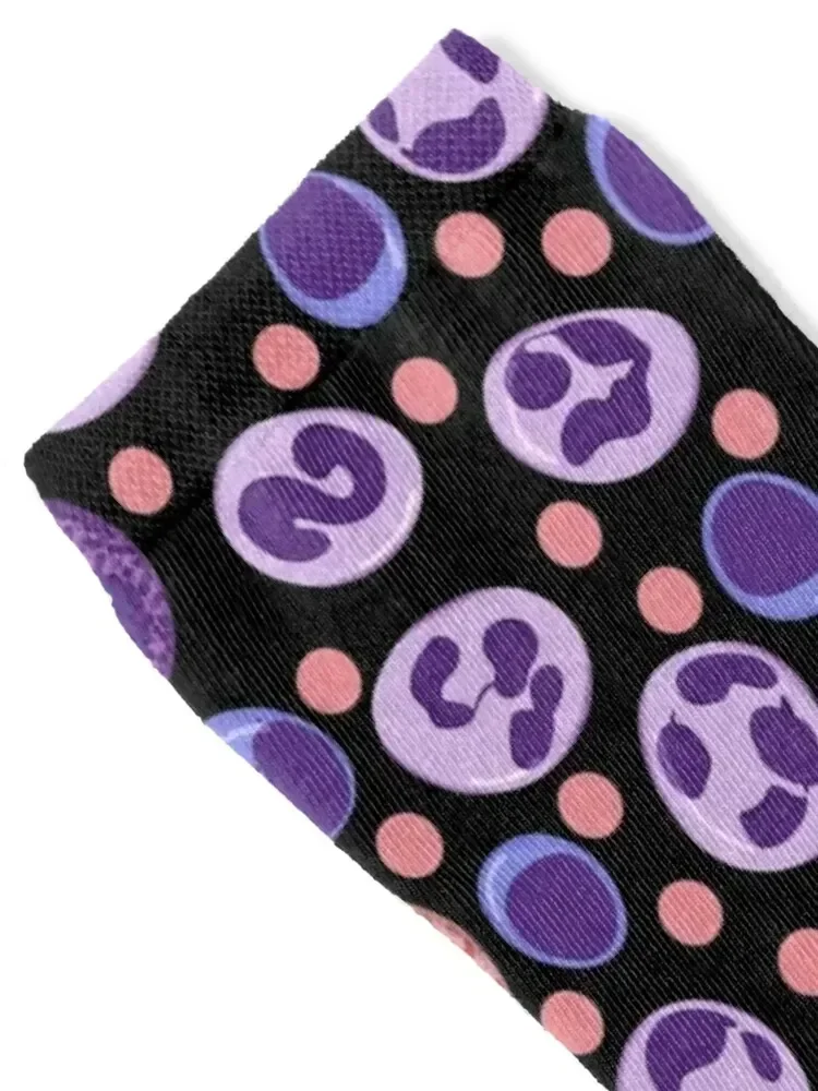 Large White Blood Cell Pattern Black Background Socks Christmas Toe sports Lots Socks Male Women's