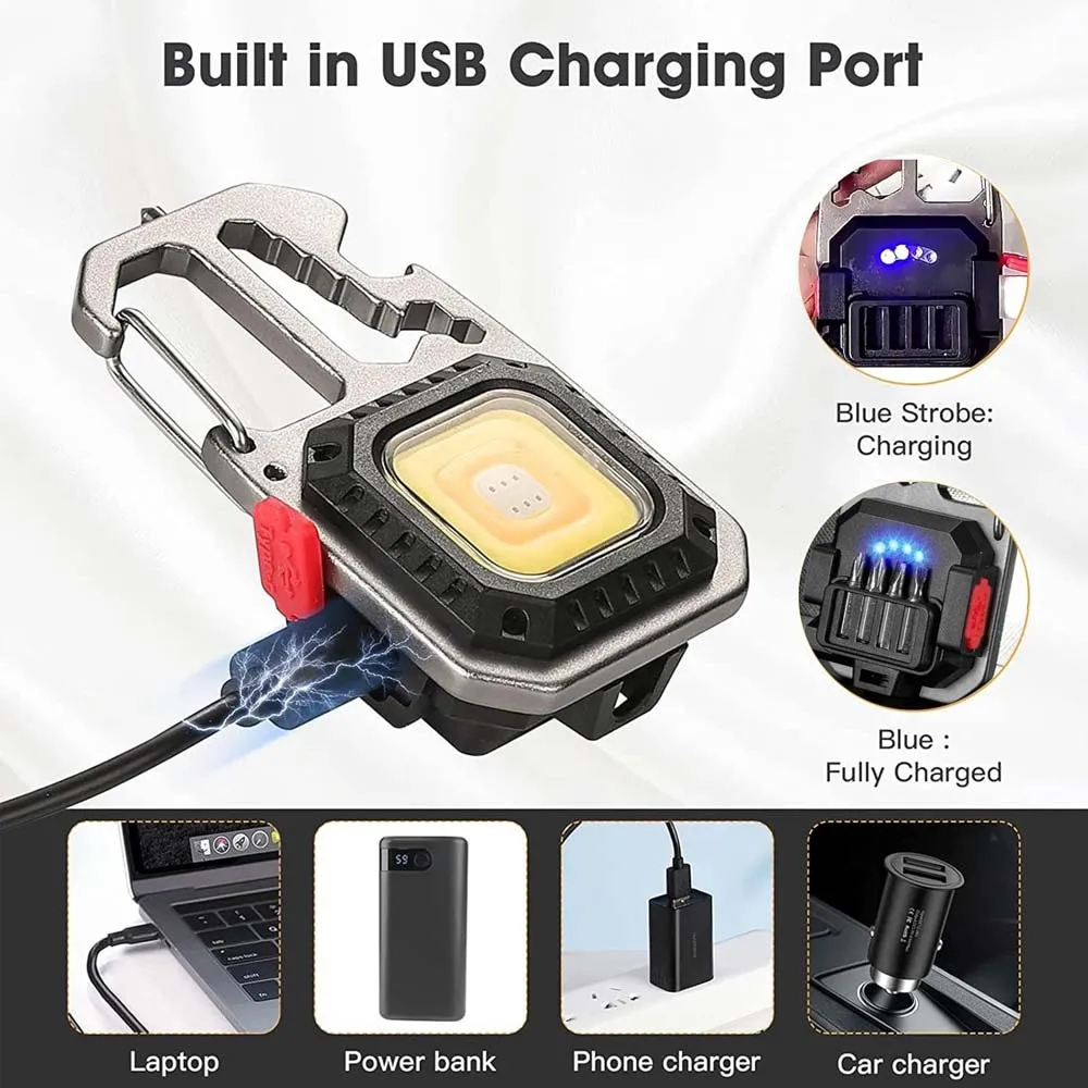 1PC Cob Multifunctional Keychain Light Type-C Charging, Portable Emergency Light,Suitable for Outdoor Hiking