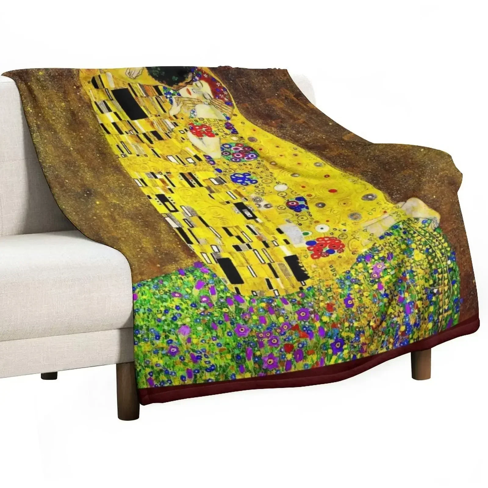 THE KISS 1917 : Gustav Klimt High Definition Print Throw Blanket Personalized Gift Thermal decorative Sofas Blankets