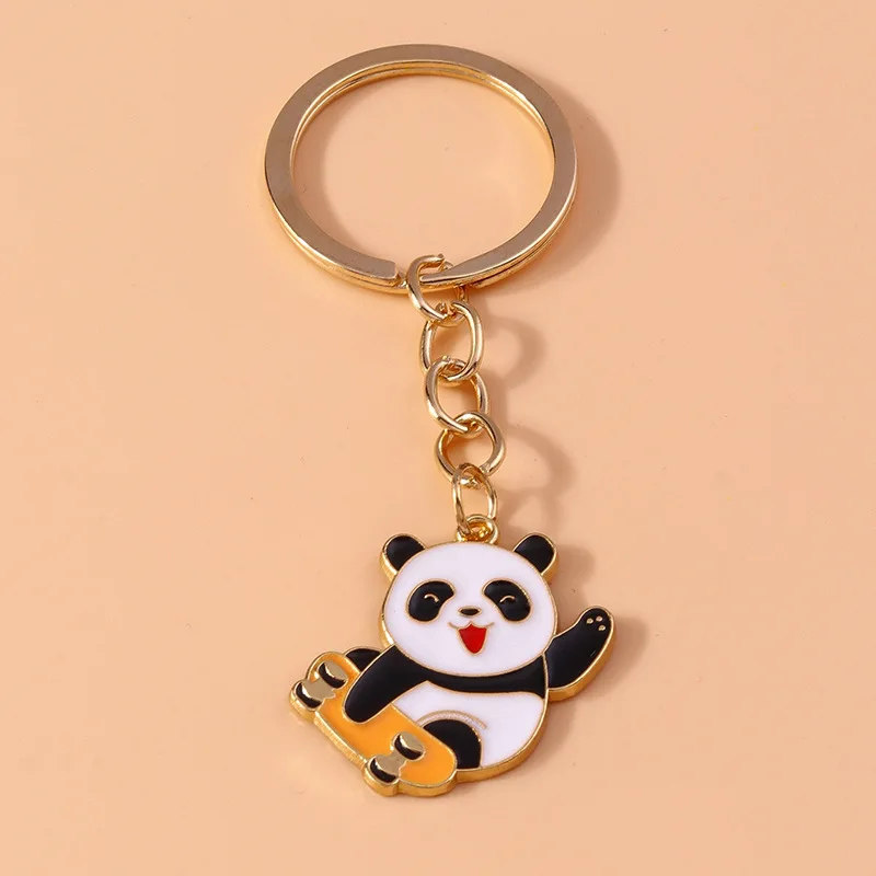 

Luxury Panda Keychains Wallet Bag Keyring Accessory Charm Lanyard Portable Lipstick Leather Holder Lip Gloss Bag Lip