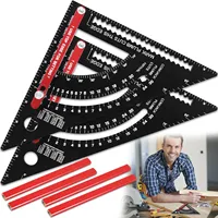 Carpenter Square 7Inch Multi Angle Measuring Ruler Aluminum Alloy Miter Triangle Ruler Measuring Tools for Engineer Carpenters